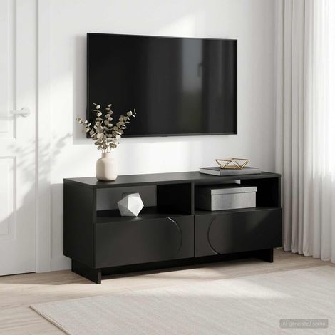 vidaXL Meuble TV 90 x 34,5 x 40 cm Noir Bois d'ingénierie (1/5)