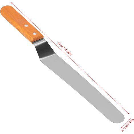 Spatule en acier inoxydable avec manche en bois pour lisser les gâteaux, le pain et la crème (3) (1/5)