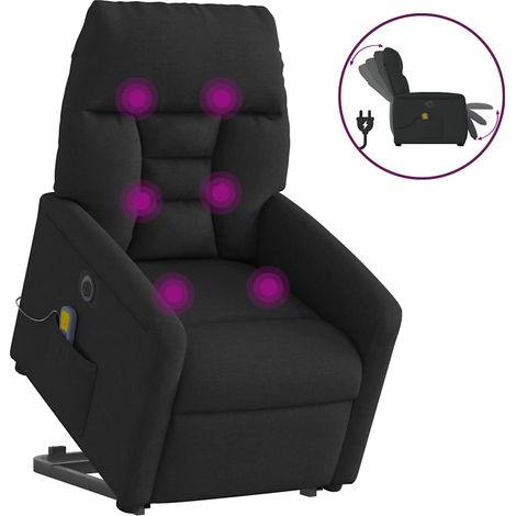 Elektrischer Massagesessel mit Aufstehhilfe Schwarz Stoff
