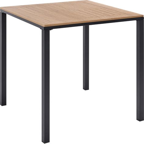 Mesa de jardín moderna diseño cuadrado tablero de material sintético marrón estructura de hierro negro Levanto (1/5)