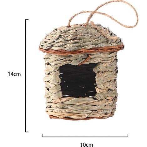 (1 pièce) Nid d'oiseau en paille tressée à la main, modèle suspendu pour l'extérieur, servant d'incubateur et de nid de reproduction. (1/5)