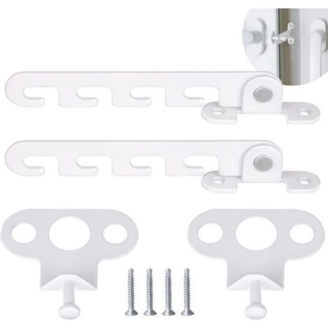 Verrou de fenêtre à battant 2 PCS – Acier inoxydable blanc – Installation facile avec vis – Sécurise l'ouverture à 4 angles (1/5)
