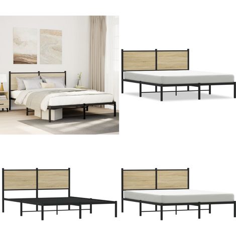 Metallbett ohne Matratze Sonoma-Eiche 140x200 cm - Metallbett - Doppelbett - Boxspringbett - Bettrahmen - Schlafraum - Home & Living (1/5)