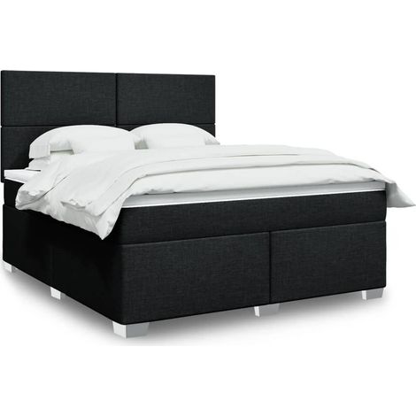Boxspringbett mit Matratze Schwarz 180x200 cm Stoff