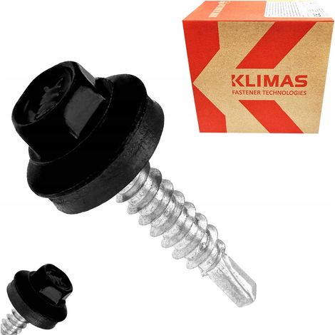 Vis Autoperceuses De Bardage Avec EPDM, 4.8 x 19 mm, RAL 9005, Pour Tôle, Boîte 250 Pièces (1/5)