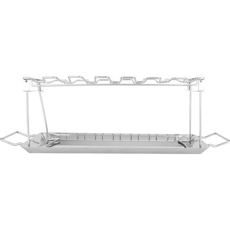 Grill à Cuisses de Poulet Pliable en Acier Inoxydable avec Bac de Réception pour Barbecue Domestique (1/5)