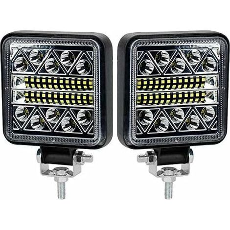 2pcs 102W LED WORKINGLIGHTS 6000K 34LED Lampe d'inversion, phare à LED, tracteur en bateau, rond carré 4 pouces (1/5)