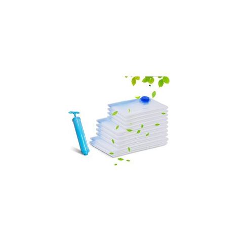 Sac sous Vide Vêtement Aspirateur + 10 Pièces 100X70cm 80x60cm 60x40cm avec Pompe Housse Aspirable Rangement, Sac de Compression Voyages Réutilisables, pour Vêtements,Literie,Oreillers (1/5)