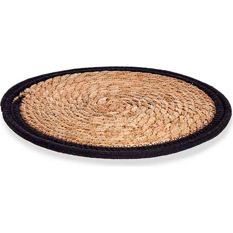 San Ignacio Tapete natural borde negro 30cm colección KINVARA