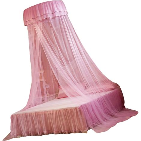 Moustiquaire de chevet rose Anneome avec nœud en dentelle, idéale (1/5)