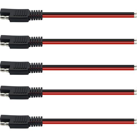 SAE-Anschlusskabel, 12 V, 14 AWG, 15 cm, SAE, 2-poliger Schnellanschluss, Schnelltrenn-SAE-Auto-Verlängerungskabel für Motorräder, Autos, Traktoren (5er-Pack)