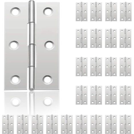24 Pack Small Hinges for Doors, Stainless Steel Hinges, DIY Door Hinges for Cupboard Door  Jewelery boxes  Home Furniture Hardware Cabinet (44mm32mm)