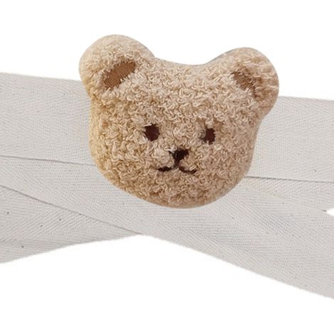 Embrasses de rideaux brodées tête d'ours, cordon d'attache, décoration pour chambre d'enfant, ours couleur thé au lait (1/5)