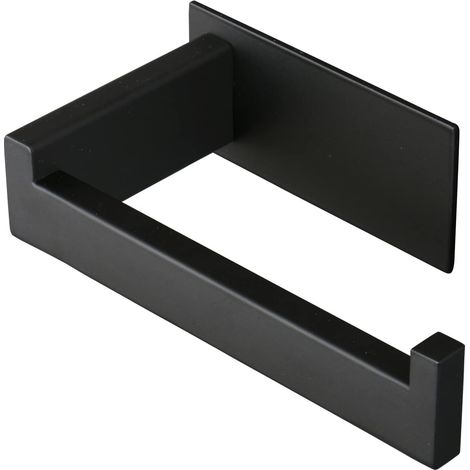 Porte-papier toilette, porte-rouleau de papier toilette auto-adhésif, porte-rouleau de papier toilette en acier inoxydable antirouille, installation facile sans perçage (noir mat)