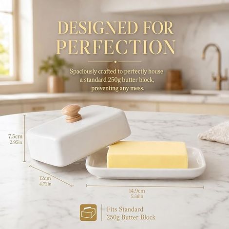 Boîte à beurre en céramique avec couvercle noir, 250g, pour réfrigérateur et table, cloche à beurre lavable au lave-vaisselle, rangement beurre pour cuisine ménagère (1/3)