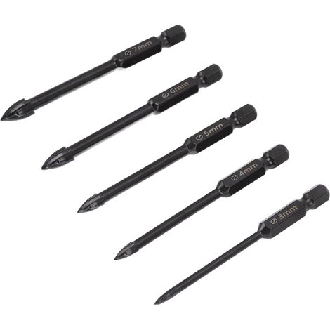 Set mit Bohrern für Wandfliesen, Betonbohrer, schwarze Steinbohrer (1/5)