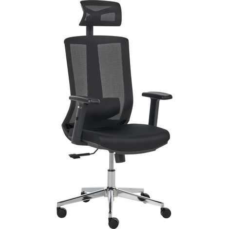 Silla de oficina ergonómica respaldo ajustable asiento deslizante reposabrazos ajustables negro Enso (1/5)
