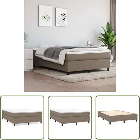 The Living Store Cadre de lit sans matelas taupe 140x200 cm tissu - Cadre De Lit - Lit Double - Lit Taupe - Literie - Meuble Chambre (1/5)
