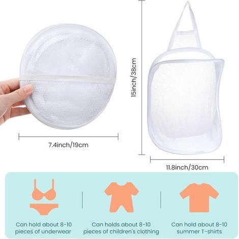 Panier à linge suspendu 3 pièces – filet pliable en polyester, poignée de transport, idéal pour porte ou magasin de tissus (1/3)