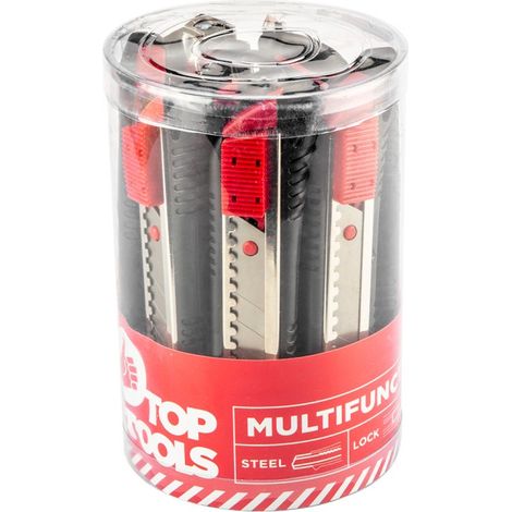 Couteau à lame sécable de 18 mm, coffret de 12 pièces, en tube