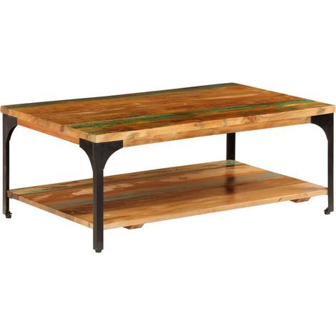Couchtisch mit Ablage 100x60x35 cm Altholz Massiv (1/5)