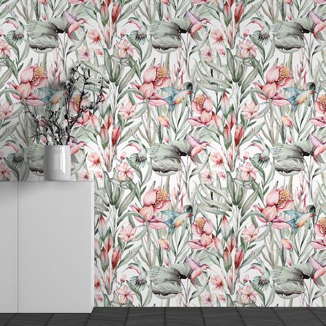 Papier peint panoramique - Motif Fleurs tropicales - 130 cm x 81 cm (1/3)