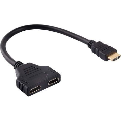 Répartiteur de Câble HDMI 1080p HDMI Mâle à Double HDMI Femelle 1 à 2 Voies Câble Adaptateur Séparateur pour TV HD, Moniteur LCD et Projecteurs (1/4)