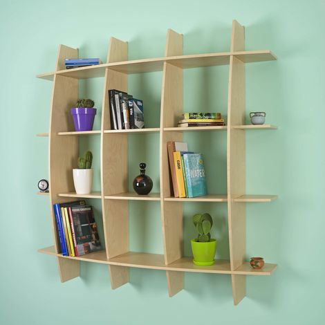 Libreria in Legno da Parete Mobile Scaffale Libri MADE IN ITALY mod. Arco Acero L150 x P30 x 150H