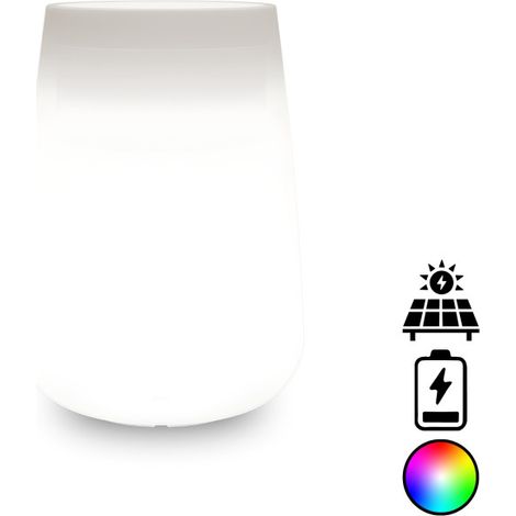 Grand vase lumineux design et, Ø43xH75 cm, en polymère avec LED multicolores, alimentation par piles et solaire, pour l'intérieur et l'extérieur (1/5)