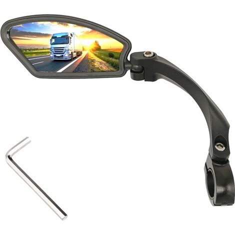 Espejo retrovisor izquierdo para bicicleta eléctrica，Espejo retrovisor izquierdo para manillar de acero inoxidable，Rotación de 360º，1 pieza，Negro (1/5)