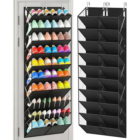Rangement à chaussures pour paires de chaussures, poches transparentes à suspendre pour placard, étagère à chaussures à niveaux, support de chaussures adapté à toutes les baskets, bottes (1/5)