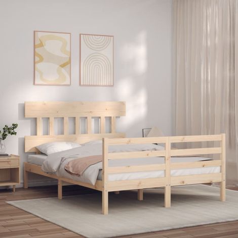 Bed Frame without Mattress 140x200 cm Solid Wood vidaXL (1/5)