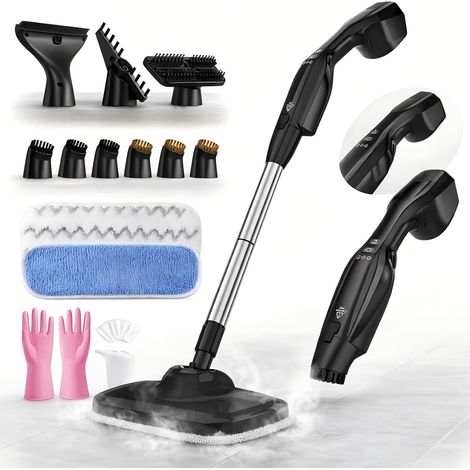 Nettoyeur Vapeur 17 En 1, Balai Vapeur Avec Nettoyeur À Main, Chauffage Rapide 30 S, Nettoyeur Vapeur Haute Pression 1000W, Steam Cleaner Pour Sols, Carrelage, Vitres, Cuisine, Salle De Bain (1/5)