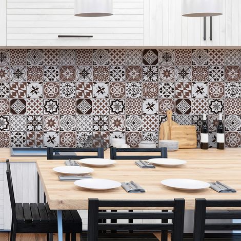 Sticker Mural Carrelage adhésif Cuisine Salle de Bain - 60 STICKERS CARREAUX DE CIMENT AZULEJOS GEORGINATO - 60stickers20x20cm (1/5)