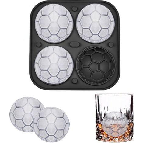 Bac à glaçons et moule en forme de ballon de football 3D avec entonnoir – Silicone noir (forme de ballon de football) (1/5)