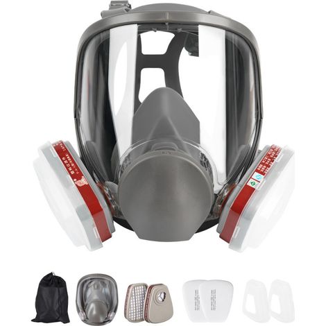 Demi-masque réutilisable, demi-masque avec lunettes de protection, protection contre la poussière et les vapeurs organiques, pour la peinture, le ponçage, le polissage, et la décoration. (1/4)