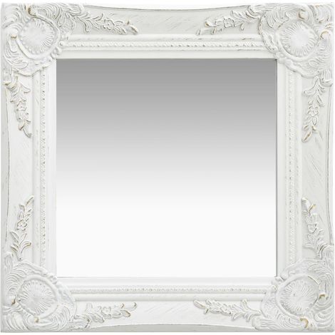 Wall Mirror Baroque Style 40x40 cm White vidaXL