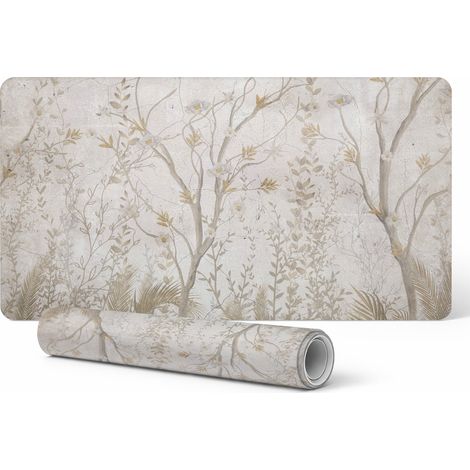 Alfombrilla de escritorio de vinilo con delicados estampados de plantas, 100 x 50 cm.