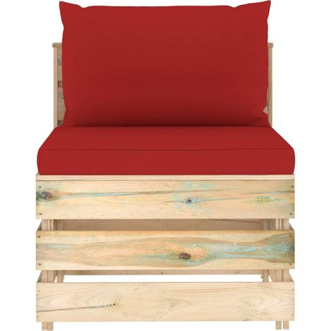 Canapé central,Canapé d'extérieur,Sofa de jardin sectionnel avec coussins Bois imprégné de vert CFW781307 (1/5)