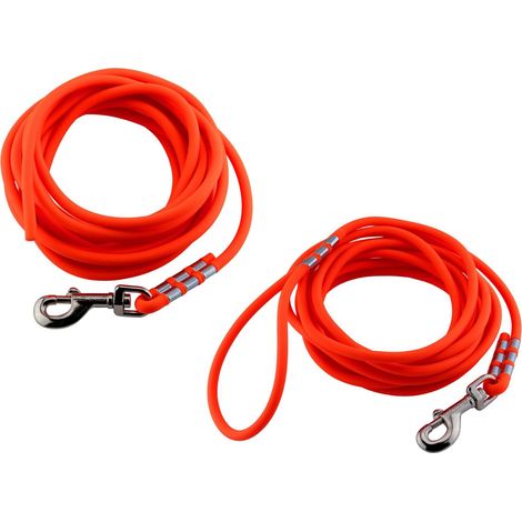 Laisse Ronde imperméable et Facile d'entretien avec revêtement en PVC Orange Fluo 8 mm (1/5)