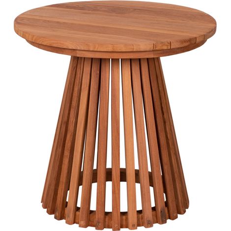 deVries ""WOODIE"" Beistelltisch Holztisch Lamellen aus Teakholz rund Ø50 x 48 cm