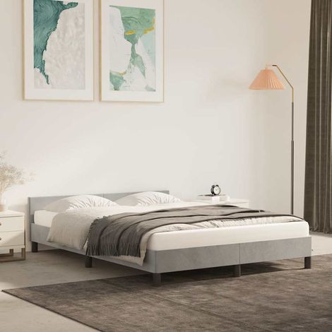 Bed Frame without Mattress Light Grey 180x200cm Super King Velvet vidaXL (1/5)