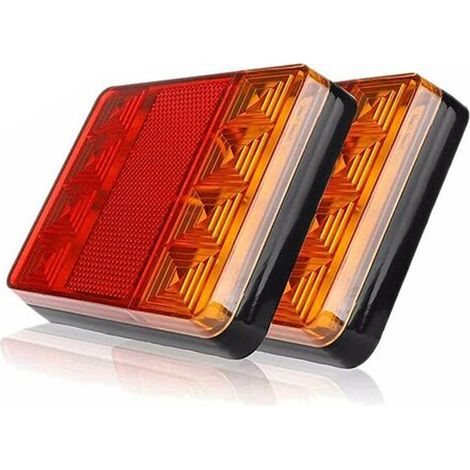 2 feux arrière de remorque à LED, feu stop étanche, indicateur de signalisation universel pour camion, caravane, fourgonnette, bateau, voiture, style, avertissement, 12 V (8 LED) (1/5)