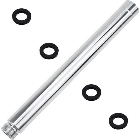 Duschverlängerungsarm – 1-teilig – verchromter Edelstahl – 22,5 cm Verlängerung mit G1/2-Gewinde – Modernes Badezimmer – Silber (1/5)