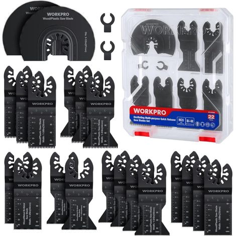 WORKPRO 22tlg. Oszillierendes Zubehör Set Sägeblatt Multitool Kit Holz Metall (1/5)