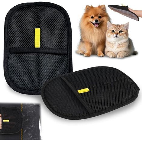 Cat grooming gloves (2 pieces), double-sided pet hair brush, reusable brush for washing, detangling, and grooming your cat, brush gloves for sofas, furniture, carpets, and seats (1/4)