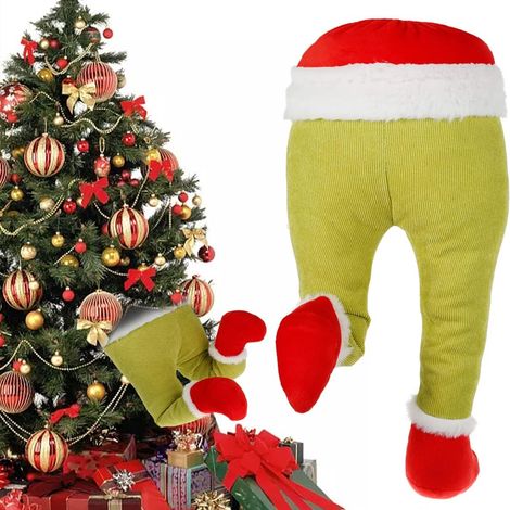 Decorazione Albero di Natale Gambe Elfo Verde Ornamento Addobbo Versatile 38x20cm (1/5)
