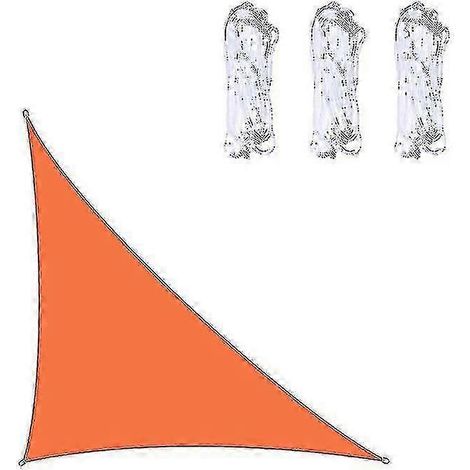 Voile d'ombrage triangulaire imperméable 3x3x4,3 m / 4x4x5,7 m / 5x5x7,1 m pour jardin, terrasse, auvent extérieur, abri de piscine, camping, parasol et pare-soleil. Couleur : orange. (1/2)