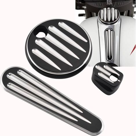 Convient aux Harley-Davidson Avenue Highway Gliders, grands modèles 08-17, couvercle de commutateur d'allumage modifié, couvercle de réservoir de carburant, couvercle décoratif. (1/5)