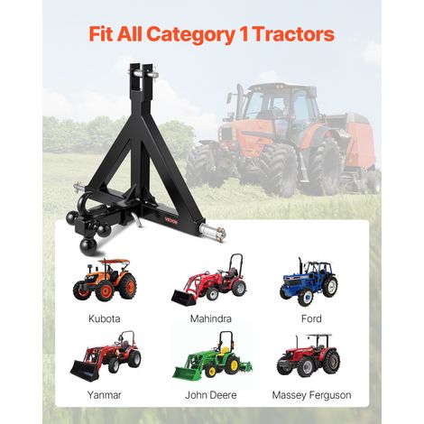 Attelage 3 Points avec Récepteur 5 cm, Fixation Rapide 3 Points, avec 3 Boules de Remorquage, Adaptateur Barre de Remorquage Robuste pour Travaux Agricoles pour Plupart Tracteurs à Attelage 5 cm (1/5)